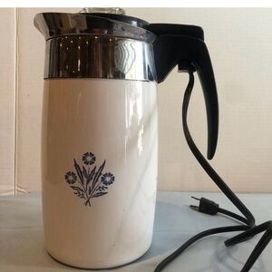 Vintage Corningware Coffee Percolator with Blue Floral Cornflower Design